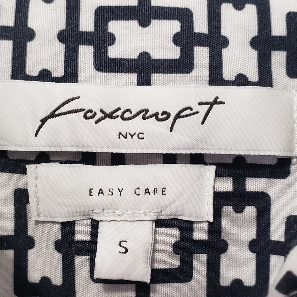 Foxcroft Black and White Notched Collar Button Down Shirt - Picture 3 of 10
